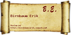 Birnbaum Erik névjegykártya